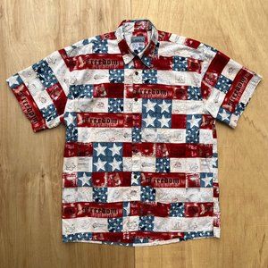HIGH SEAS AMERICAN FREEDOM STARS STRIPES Men’s Short Sleeve Button Shirt sz XL